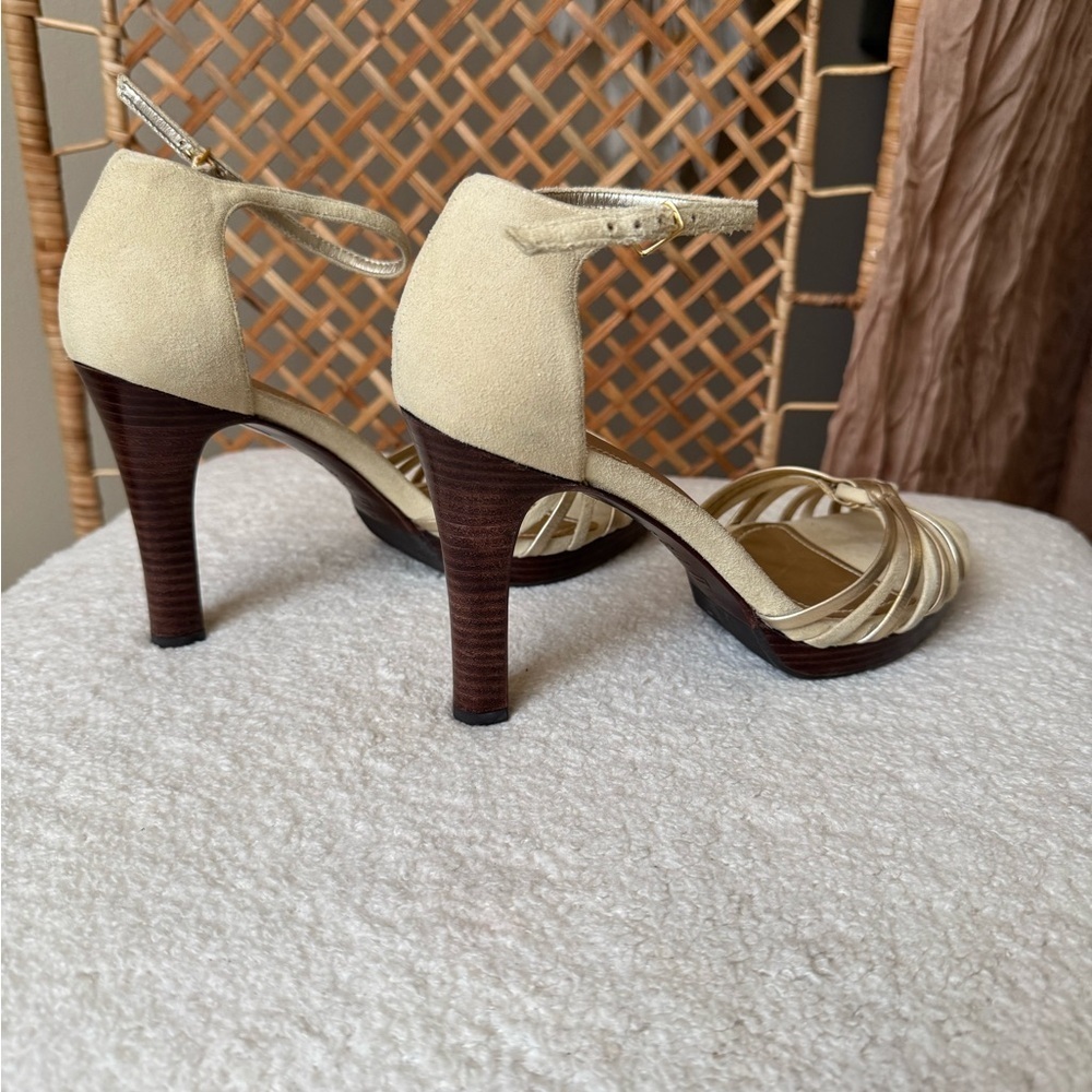 Ralph Lauren Gold and Cream Heels - Picture 9 of 15